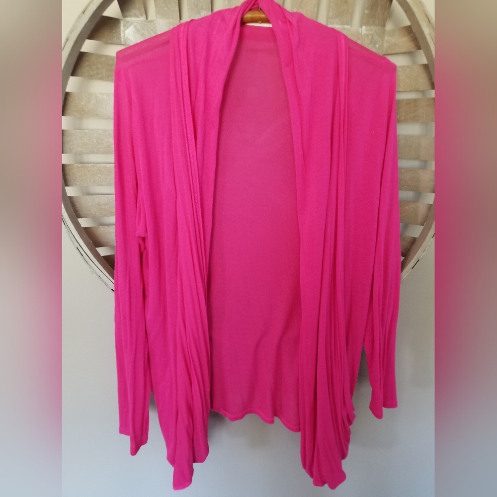Lightweight Knit Bright Pink Cardigan Coverup Size Large